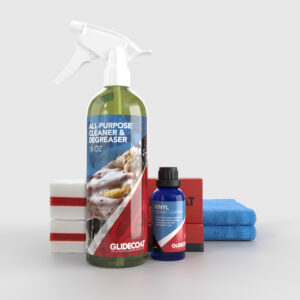 Vinyl Clean & Protect Bundle with ceramic coating, all-purpose cleaner and cleaning erasers.